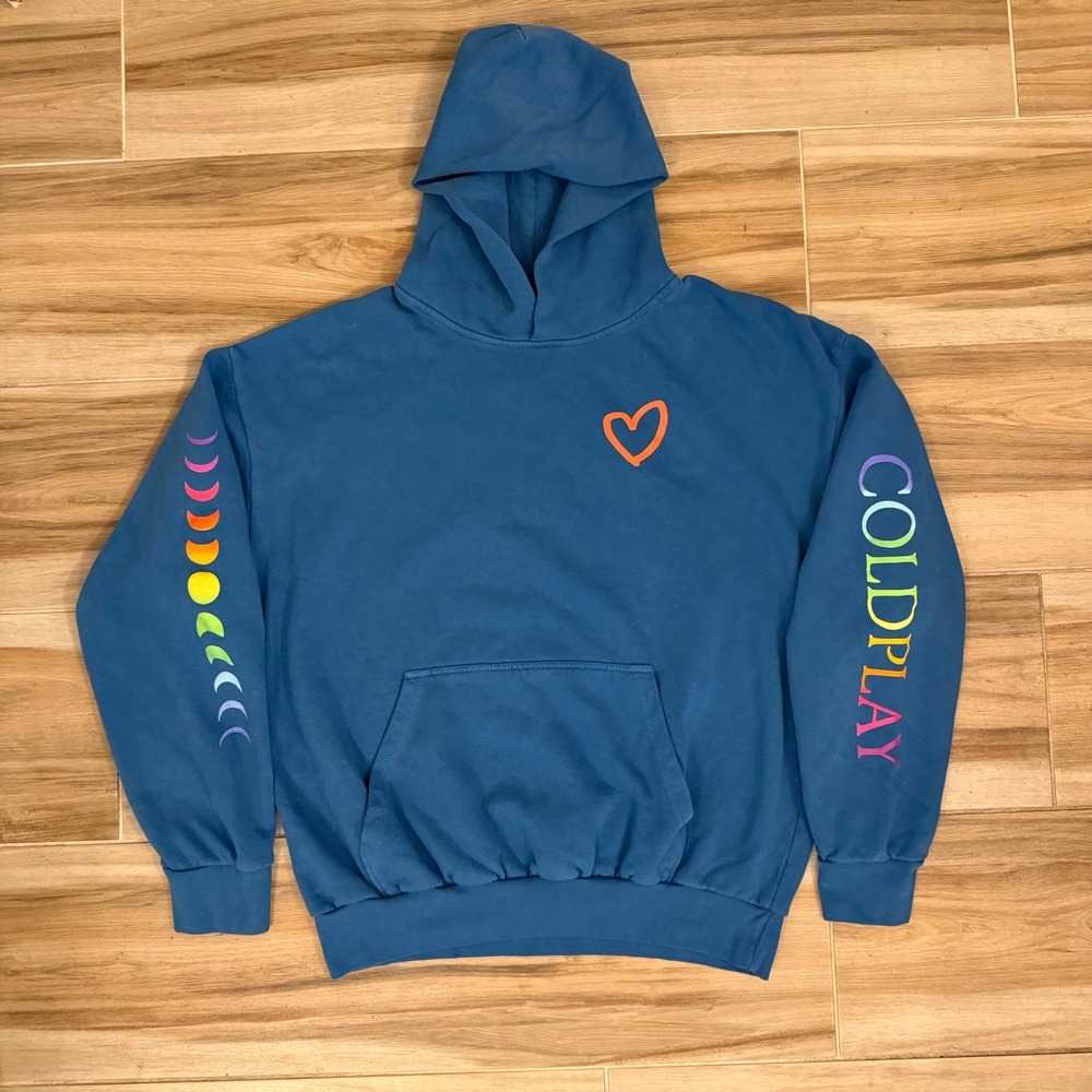 Coldplay Moon Music of the Spheres 2025 World Tour Hoodie Blue 2XL